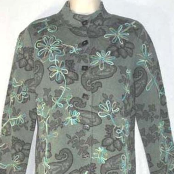 SIGRID OLSEN knit jacket Paisley Floral Soutache - Picture 1 of 5